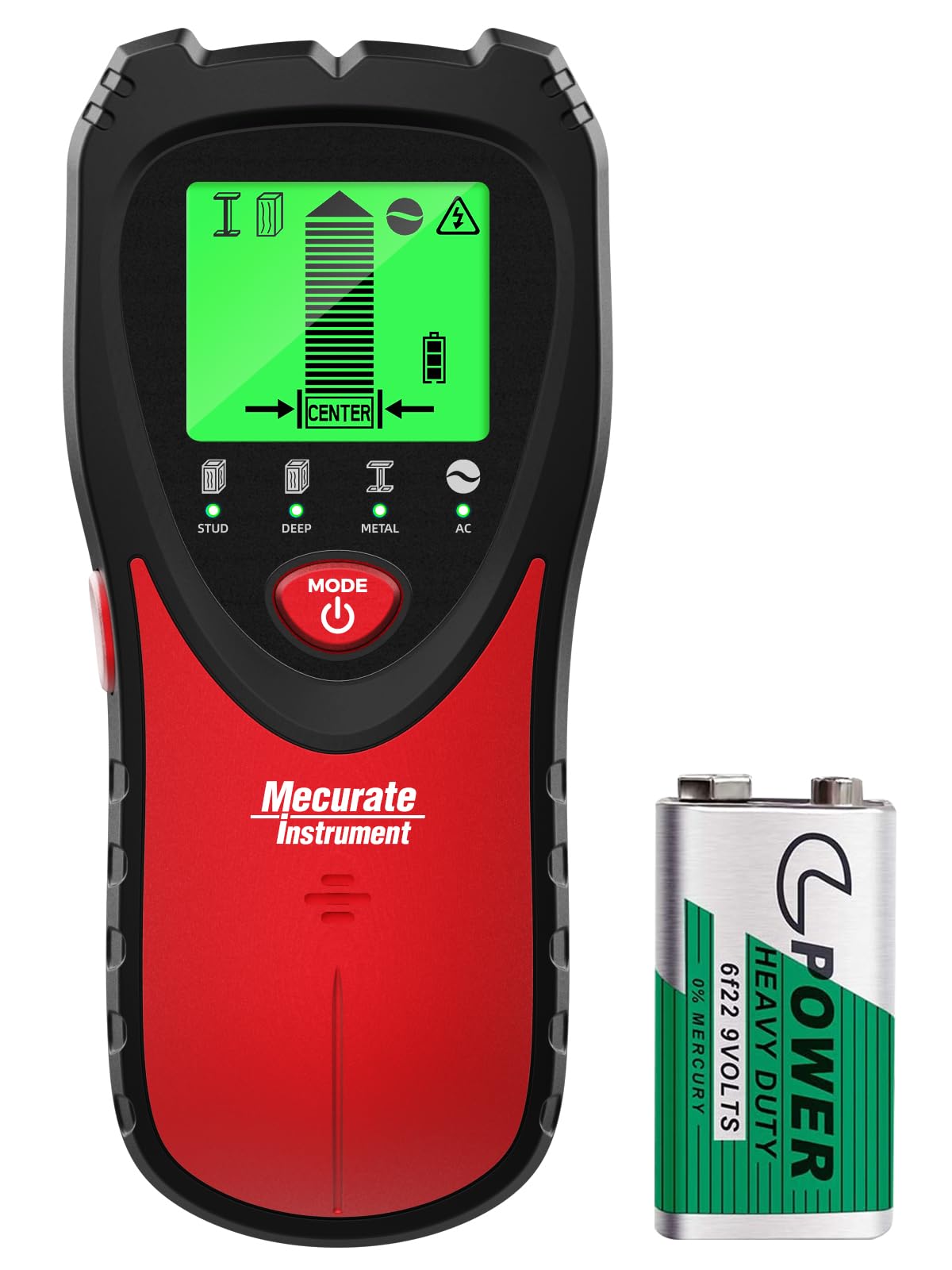 Mecurate Stud Finder Wall Scanner Sensor - 5 in 1 Electronic Stud with LCD Display & Audio Alarm for Wood AC Live Wire Metal Studs Detection Joist Pipe