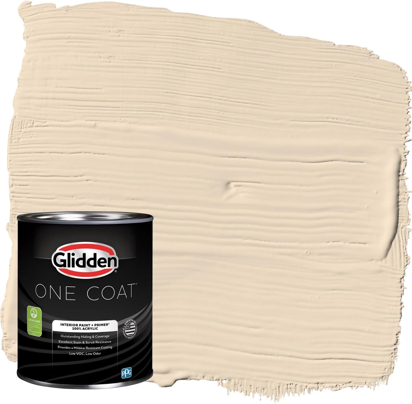 Glidden Interior Paint + Primer: Beige/Toasted Almond, One Coat, Semi-Gloss, 1-Quart