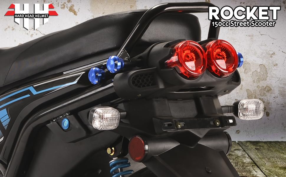 HHH Rocket 150 Moped Street Gas Vitacci Scooter 150cc Motorcycle Automatic Adult Bike with 12 inch Aluminum Wheels (Black)