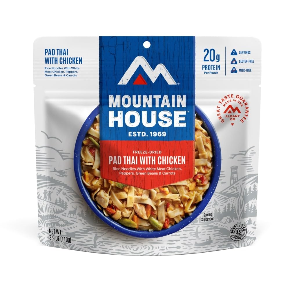 Mountain House Pad Thai with Chicken | Freeze Dried Backpacking & Camping Food |2 Servings | Gluten-Free