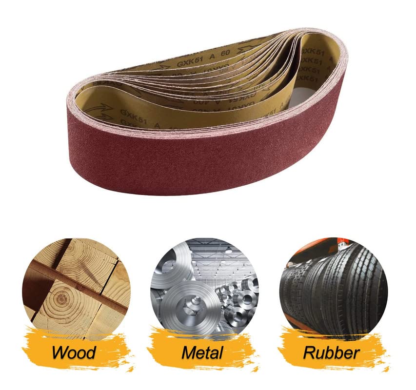 S SATC 3x18 Sanding Belts 20PCS Belt Sander Paper Aluminum Oxide (3 Each of 60/80/120/150/240/400 Grits & 2 of 40 Grits) Ideal for Wood Metal Paint Sanding