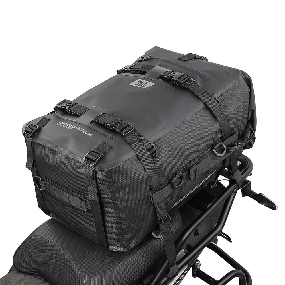 Rhinowalk Motorcycle Tail Bag Motorbike Side Bag 8L Full Waterproof Motor Saddle Pannier Bag Rear Rack Trunk Professional Motor Accessories-Black