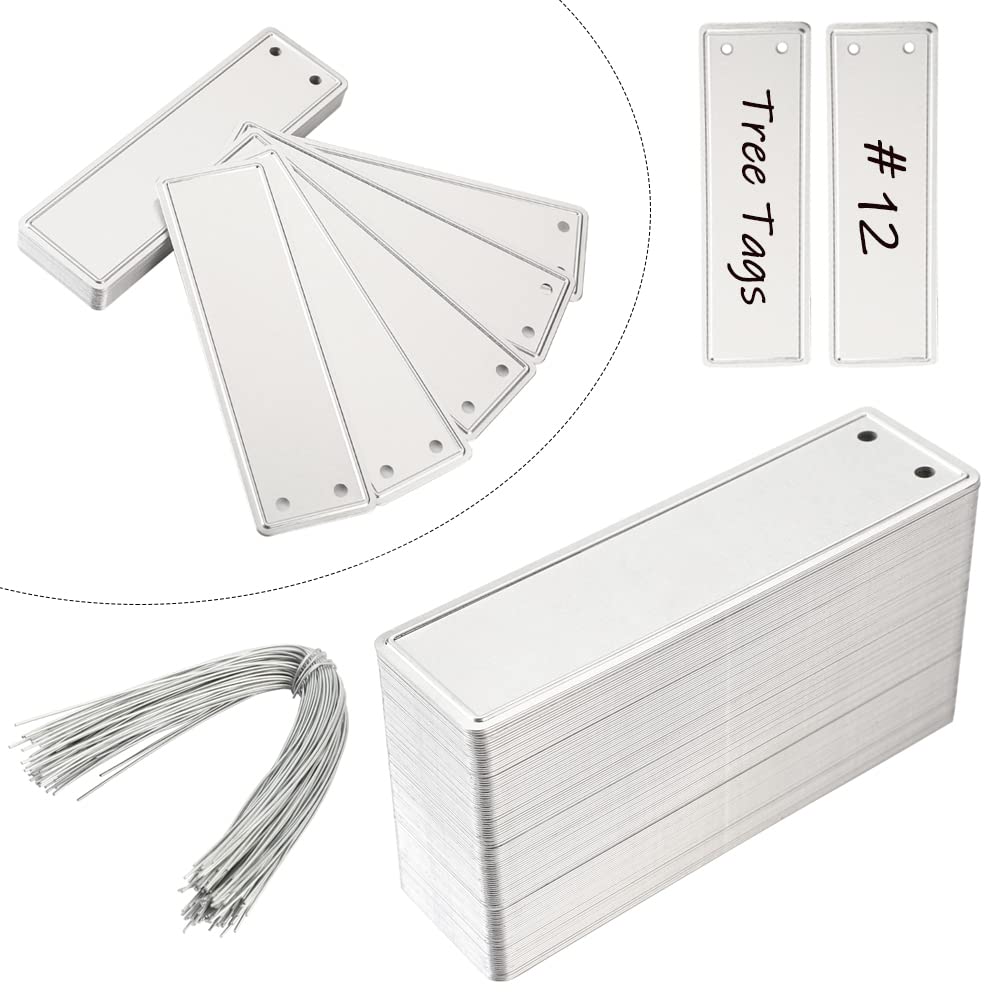Aluminum Plant Label, 120PCS Metal Plant Labels Aluminum Tree Tags with Metal Wires Double-Sided Write On Metal Tags for Plant Markers, Tree Tags, Outdoor Identification and Greenhouse (120PCS)