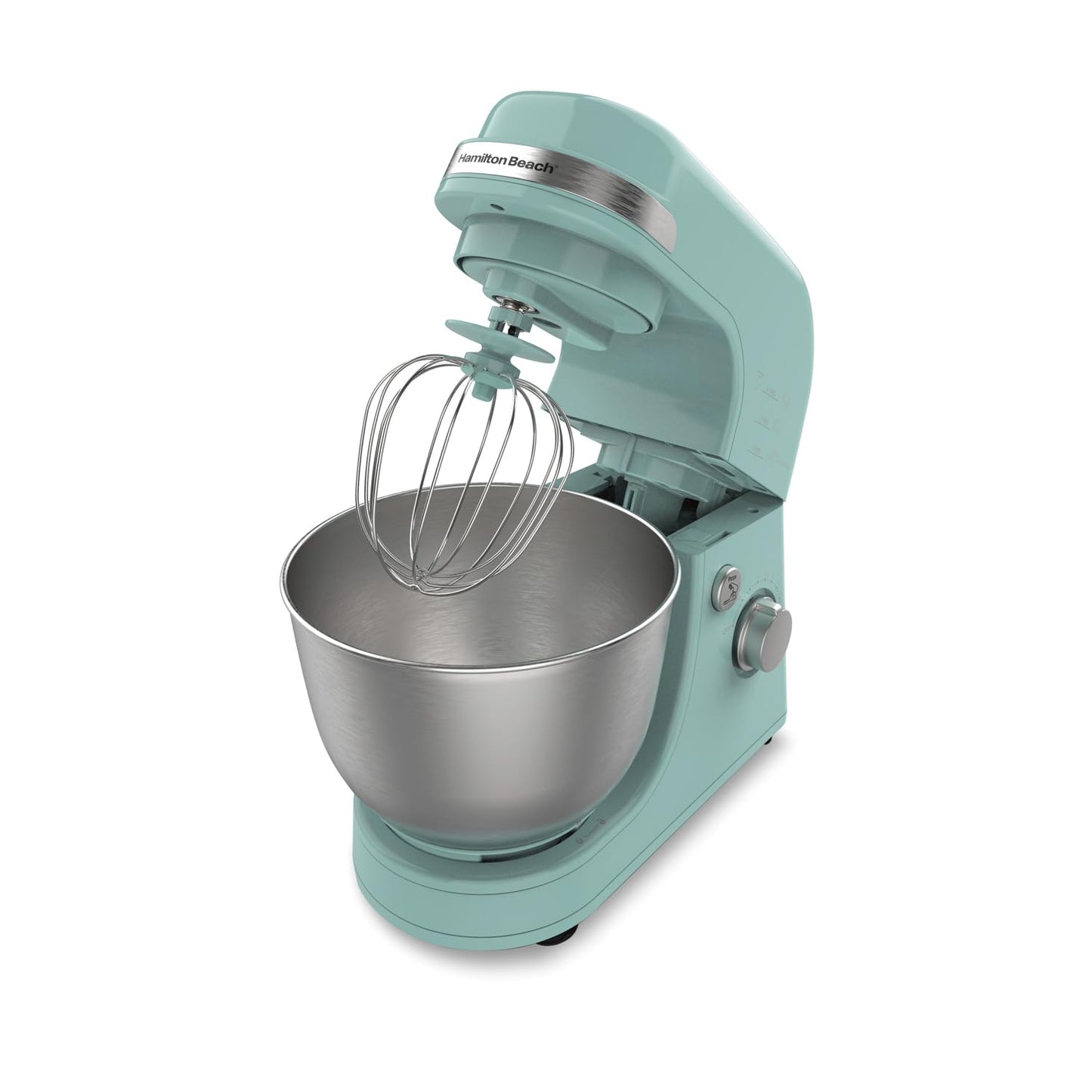 Hamilton Beach Electric Stand Mixer, 4 Quarts, Dough Hook, Flat Beater Attachments, Splash Guard 7 Speeds with Whisk, Black