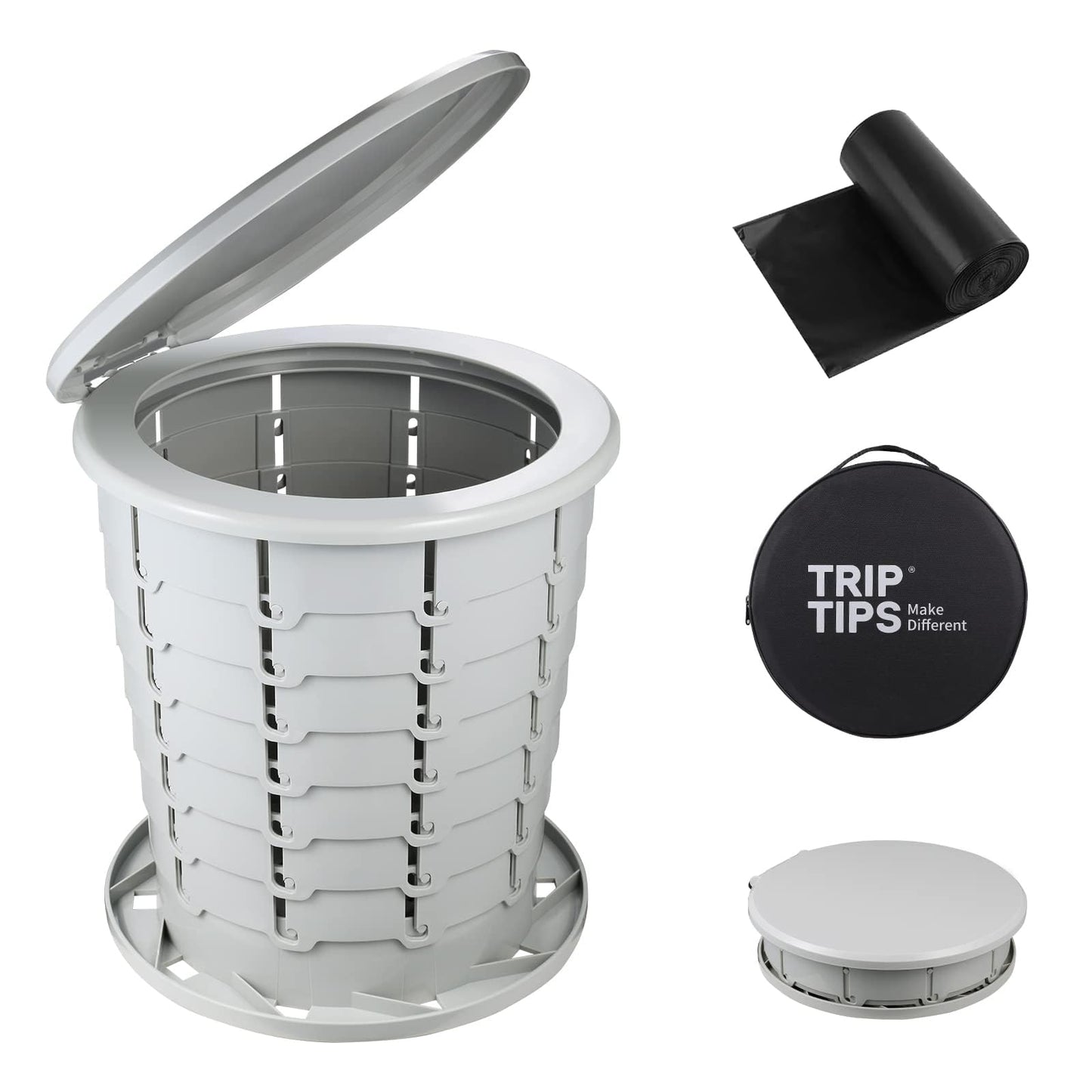 TRIPTIPS Upgrade Retractable Portable Toilet Travel Toilet Adjustable Height Camping Toilet Portable Potty for Adults Kids, Foldable Portable Toilet for Camping/Car