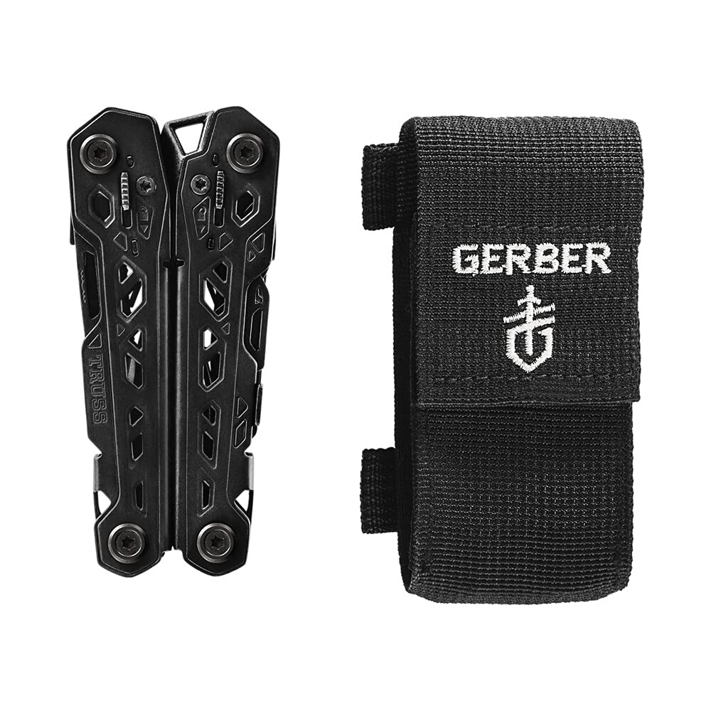 Gerber Gear Truss 17-in-1 EDC Needle Nose Pliers Multi tool - includes Pocket Knife, Screwdriver, and Bottle Opener Accessories - Gifts for Men, Fishing and Camping Gear - Gray with Standard Sheath