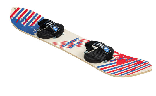 Slippery Racer Kids Hardwood Snowboard with Velcro Binding in Various Sizes (110 CM-Red/Blue)