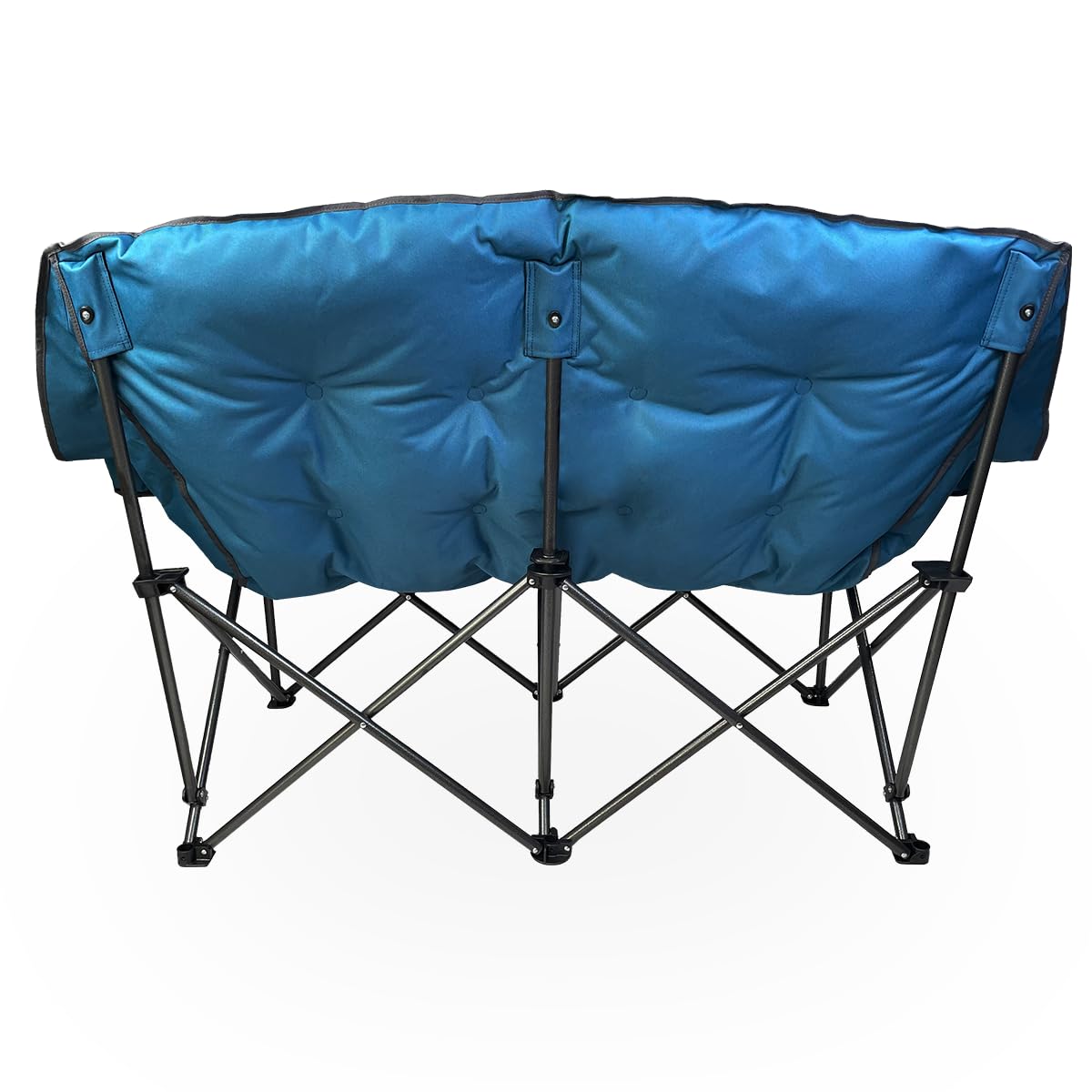 Black Sierra Oversized Plush Padded Camping Sofa, Portable Outdoor Loveseat Supports 500 Lbs, XL Foldup Couch w/Dual Cupholders and Carry Bag, Great for Beach, Camping, RV, Patio