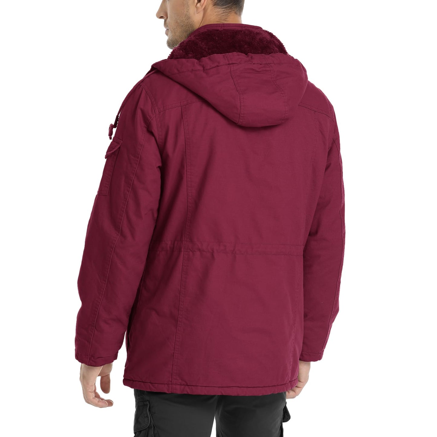 CHEXPEL Men's Thick Winter Jackets with Hood, Fleece Lining, Cotton Military Work Jackets with Cargo Pockets, Outwear