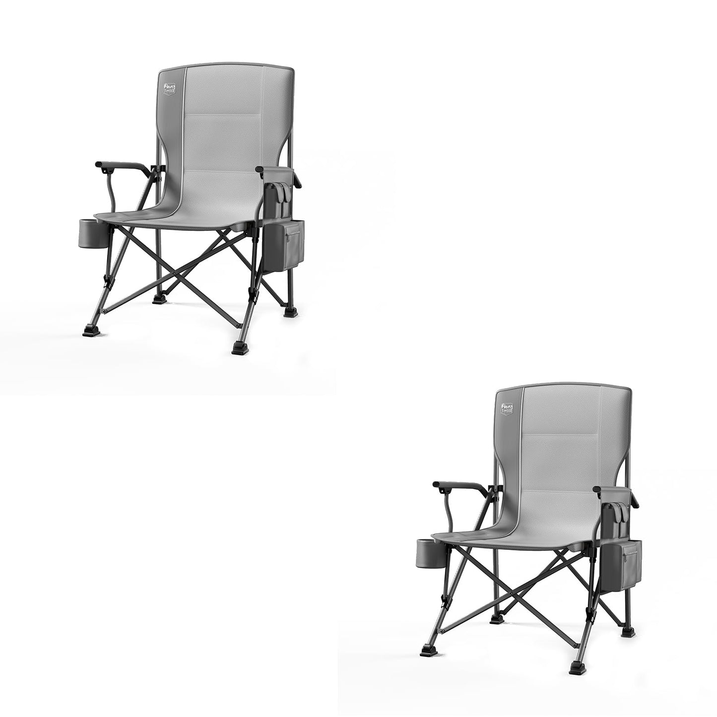 TIMBER RIDGE Oversized Folding Camping Chair High Back Heavy Duty for Adults Support up to 500lbs with Cup Holder, Side Pocket Cooler Bag