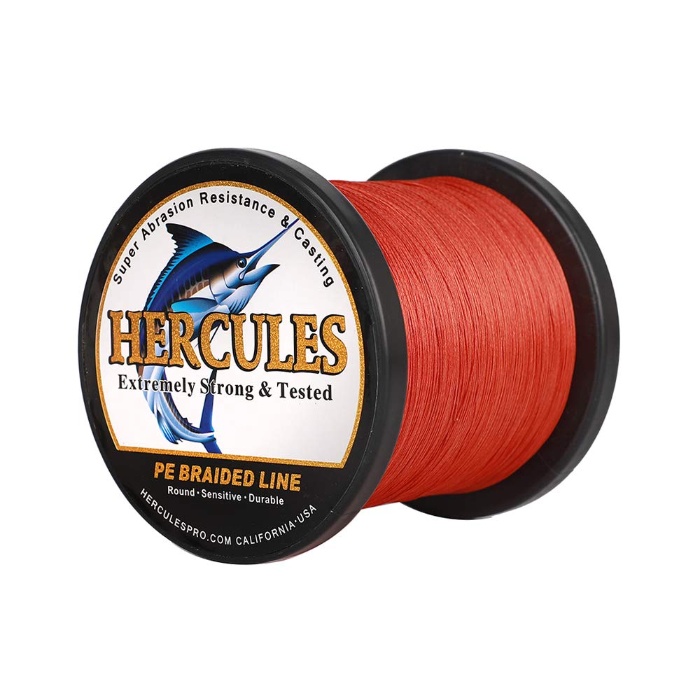 HERCULES Cost-Effective Super Cast 8 Strands Braided Fishing Line 10LB to 300LB Test for Salt-Water,109/328/547/1094 Yards(100M/300M/500M/1000M),Diam.#0.12MM-1.2MM,Hi-Grade Performance,Variety Colors