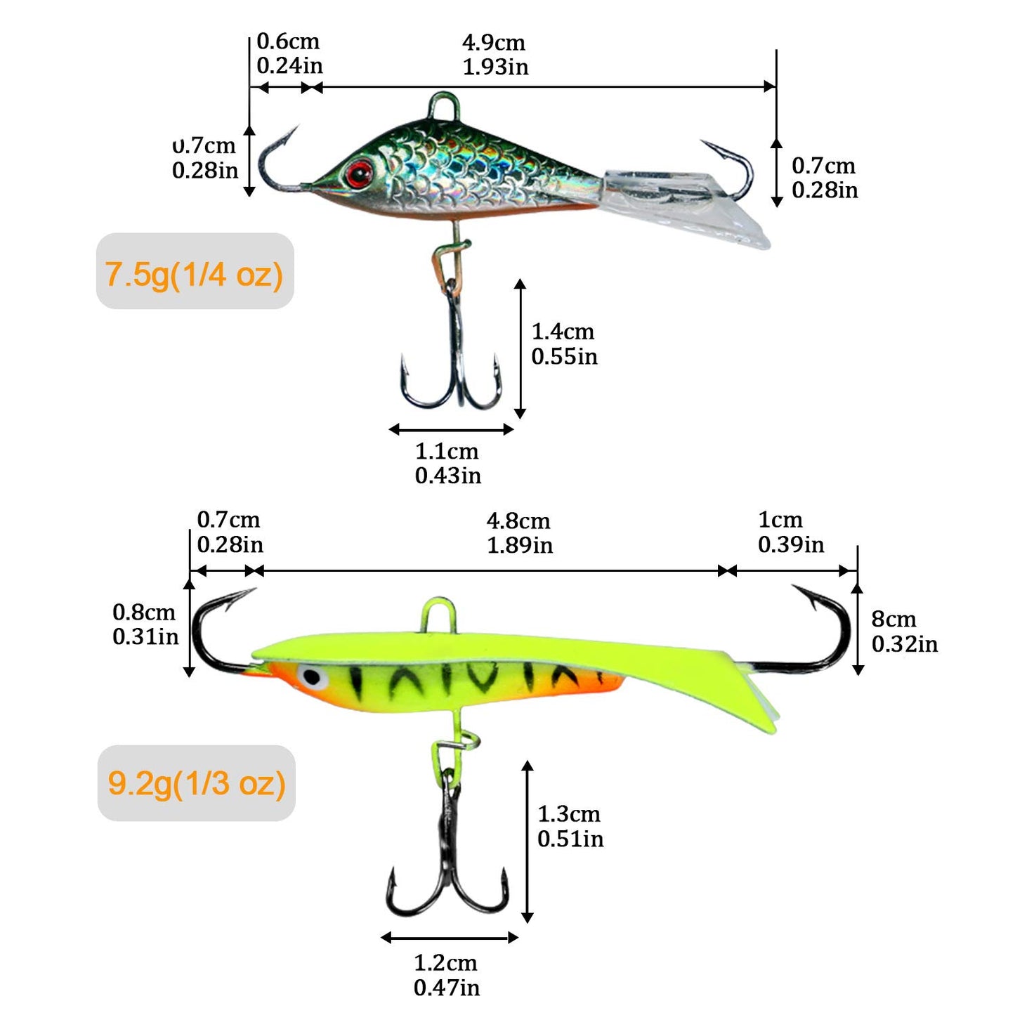 THKFISH Ice Fishing Jigs Kit, Jigs Heads for Ice Fishing Gear, Ice Fishing Lures for Panfish, Crappie, Walleye, Perch, Trout and Bluegill 18/40/70pcs