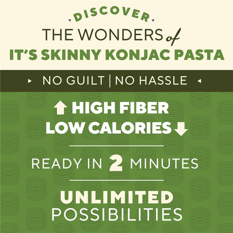 It’s Skinny Pasta Variety Pack – Spaghetti, Fettuccine, Angel Hair and Orzo, Low Carb, Gluten Free, Keto & Vegan-Friendly, Shirataki Konjac, 4.5 Calories, Ready in 2 Minutes (6 Packs)