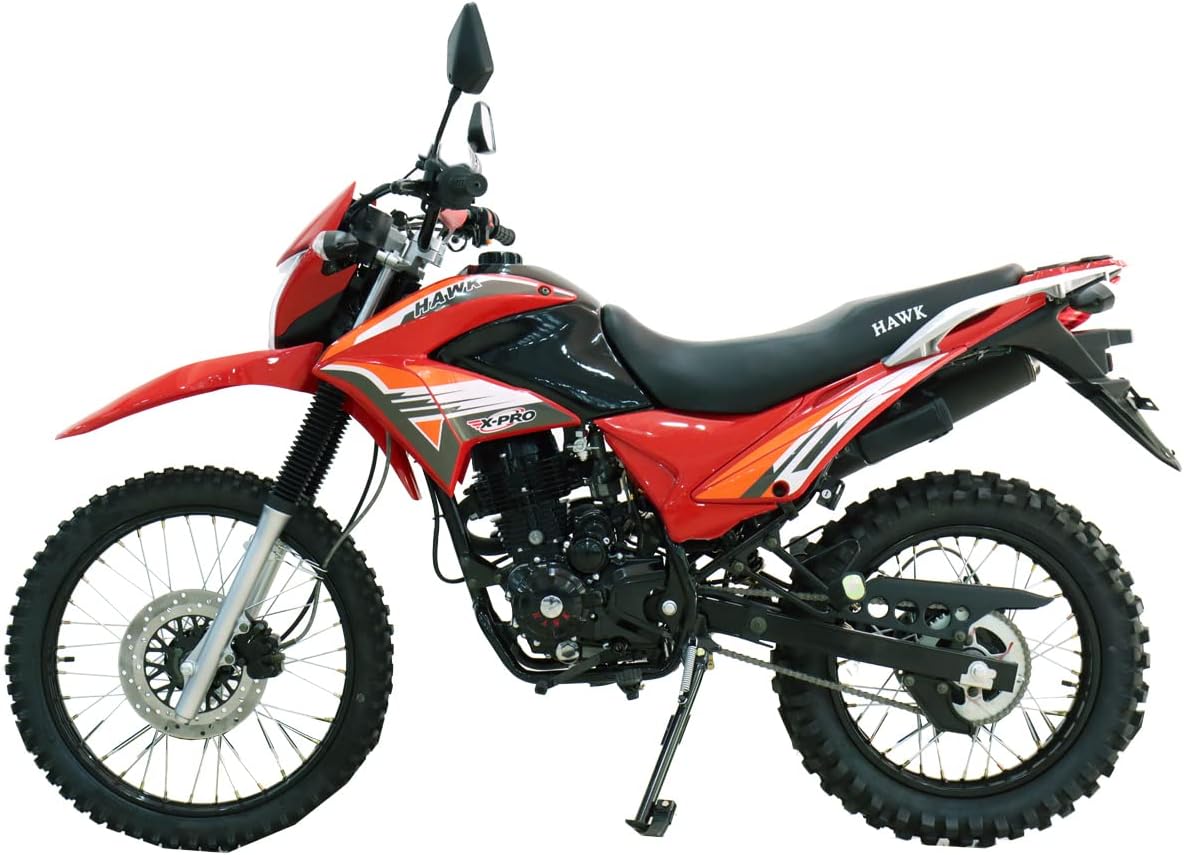X-PRO Hawk 250 Dirt Bike Motorcycle Enduro Motorcycle, Big 21"/18" Wheels! (Red)
