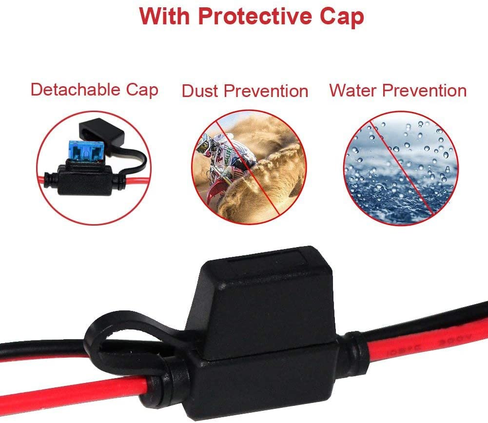 SPARKING 12FT 12V Female Car Socket Extension Cord with Battery Alligator Clips Car Battery Clip-on Extension Cable, 15A Fuse (12FT)