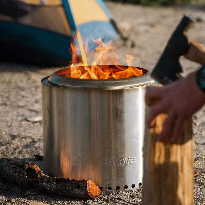 Solo Stove Ranger 2.0 with Stand - 15 Inch Smokeless Portable Fire Pit - Lightweight Outdoor Fireplace with Removable Ash Pan, Stainless Steel, Carry Case Included, Ideal for 2-4 People, 16.5 lbs