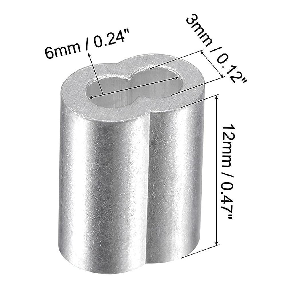 200 Pcs Aluminum Crimping Loop Sleeve 3/32",Cable Crimp Ferrules for Wire Rope and Cable (3/32''(2.5mm)-200pcs)