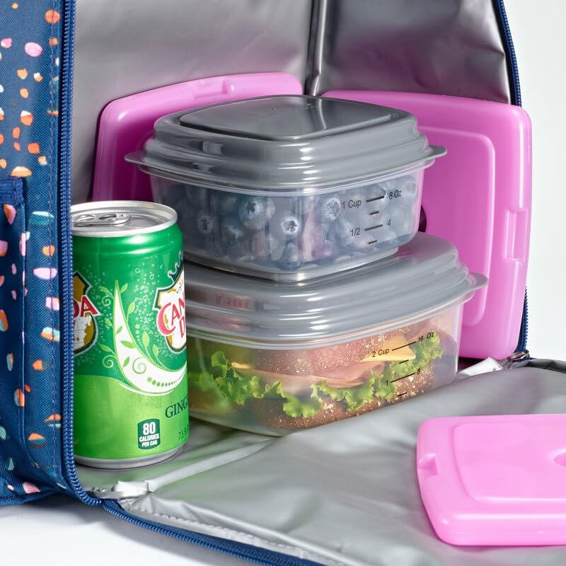 Cool Coolers by Fit & Fresh 4 Pack Slim Ice Packs, Quick Freeze Space Saving Reusable Ice Packs for Lunch Boxes or Coolers, Multi Colored