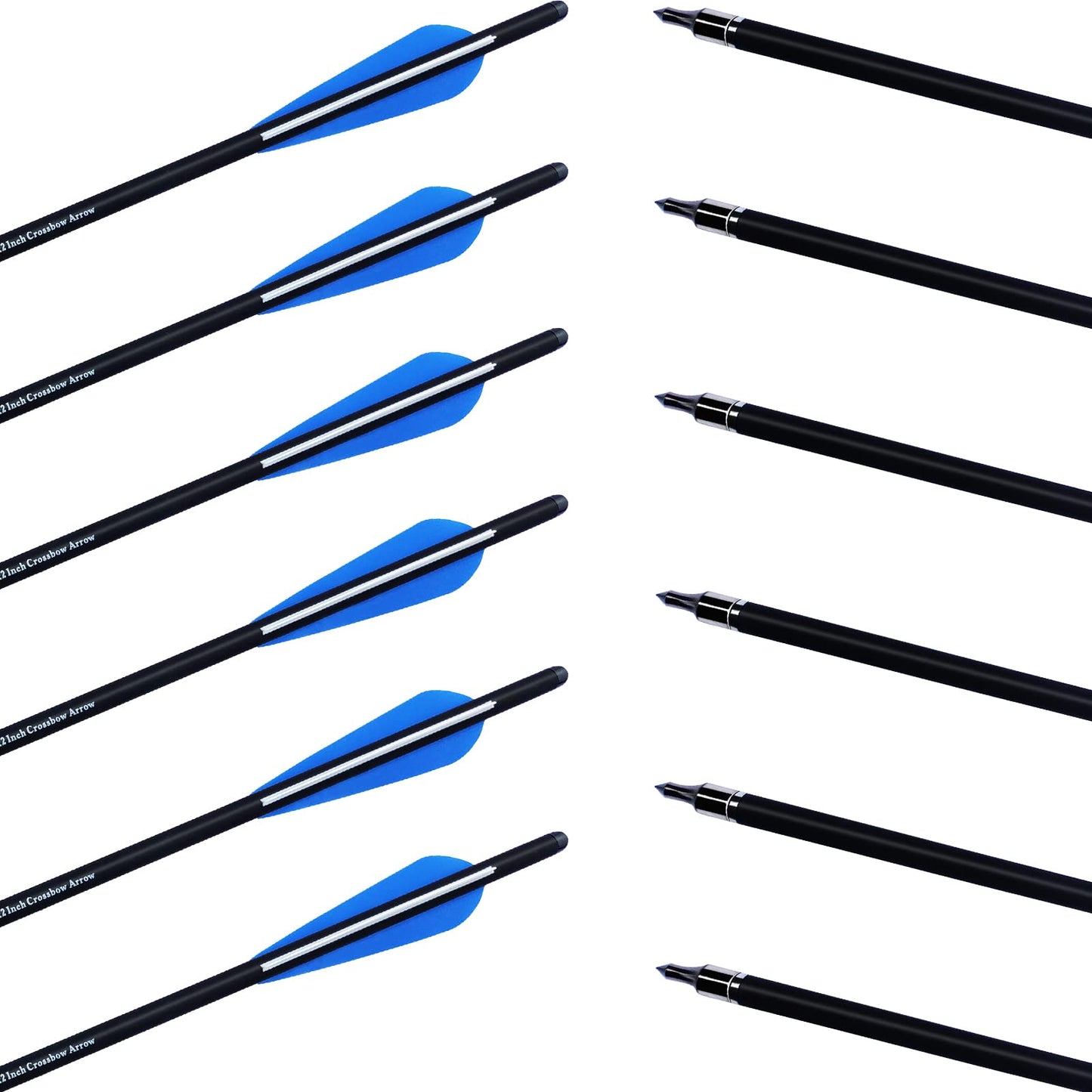 20 22 Inch Crossbow Bolts and Crossbow Broadheads Set Carbon Crossbow Arrows for Hunting and Outdoor Practice, 12pcs Arrows 12pcs Broadheads(24 Pack)