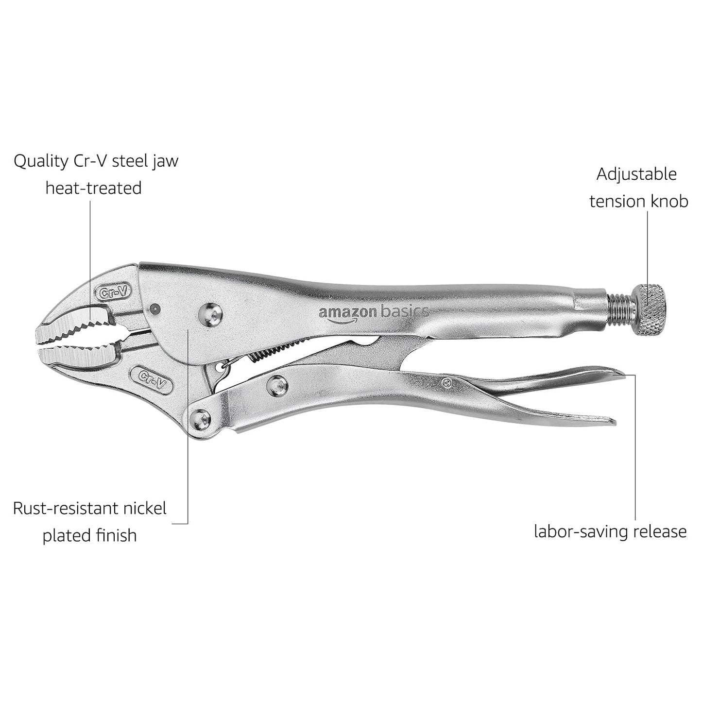 Amazon Basics 3-Piece Quick Release Groove Joint Pliers Set, Drop Forged Chrome Vanadium Steel, Includes 7-inch,10-inch, and 12-inch, Black