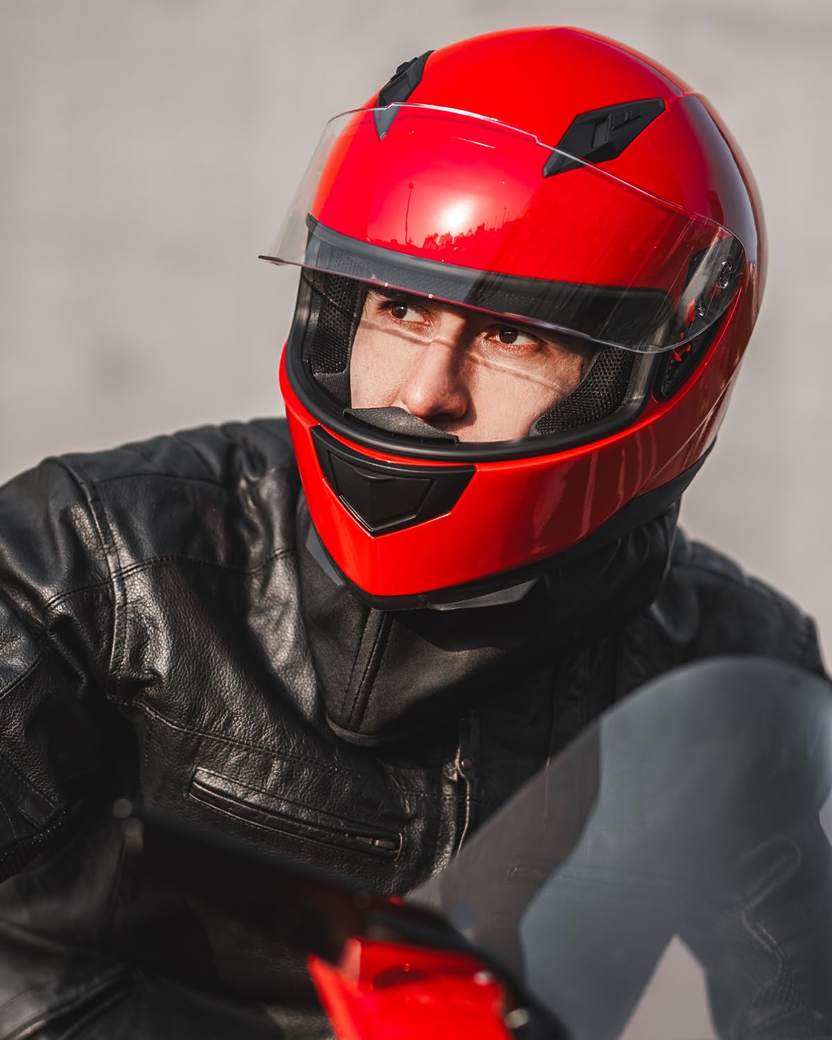 ILM Full Face Motorcycle Street Bike Helmet with Removable Winter Neck Scarf + 2 Visors DOT Model-JK313