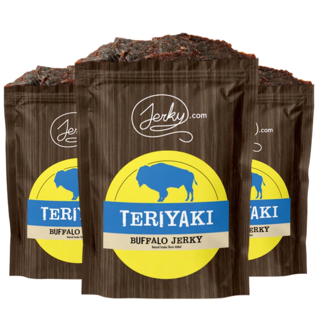 Jerky.com Original Buffalo Jerky 3-Pack - Exotic Jerky High Protein, Gluten-Free, All-Natural Exotic Snack - Premium Wild Game Meat - Perfect for Hiking, Camping, and On-the-Go 1.75oz (Pack of 3)