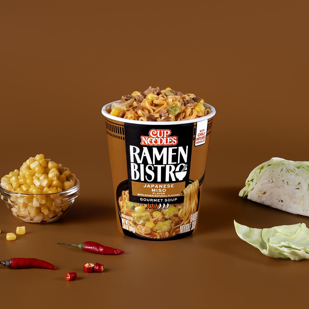 Nissin Cup Noodles Soup, Beef Flavor, Microwaveable Paper Cups, Instant Ramen, 2.25 Ounce (Pack of 12)