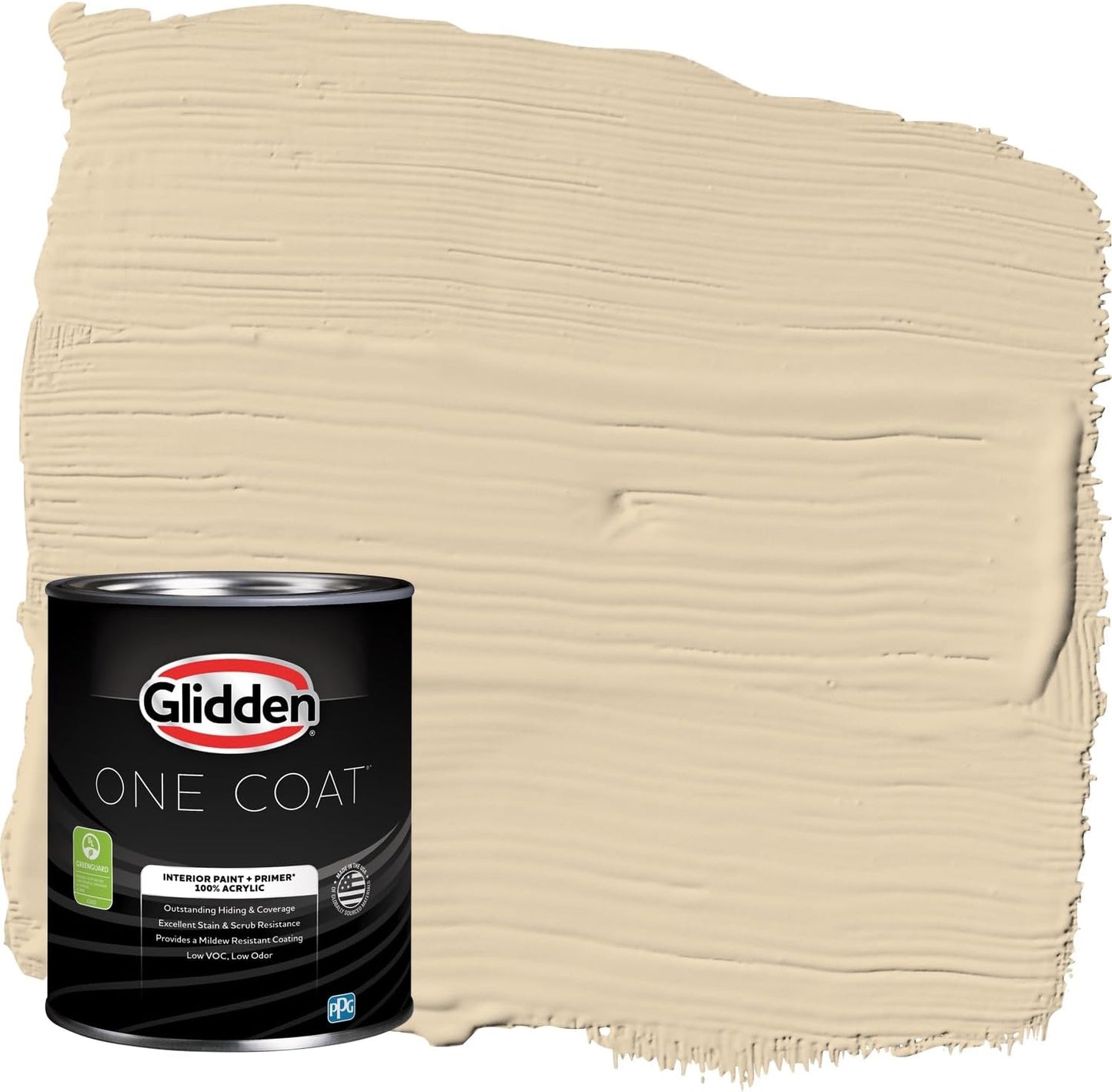 Glidden Interior Paint + Primer: Beige/Toasted Almond, One Coat, Semi-Gloss, 1-Quart