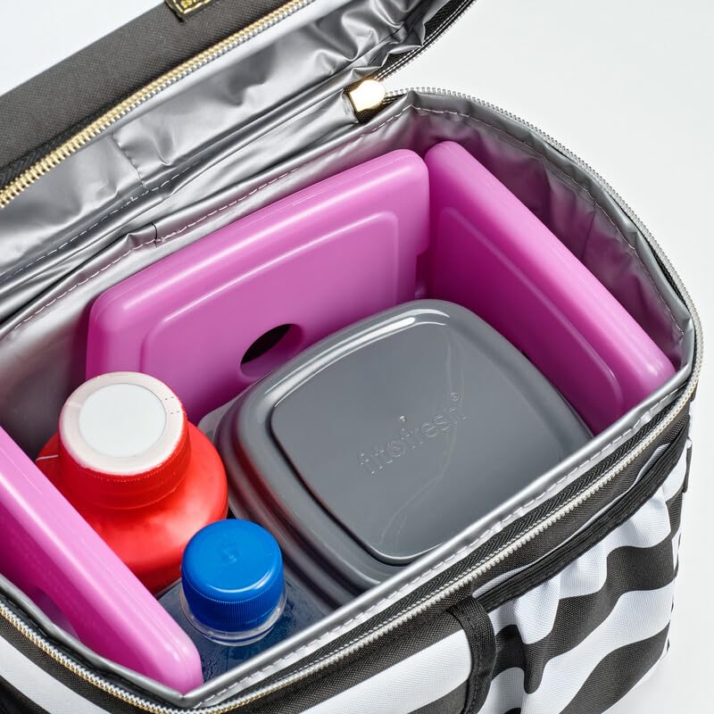 Cool Coolers by Fit & Fresh 4 Pack Slim Ice Packs, Quick Freeze Space Saving Reusable Ice Packs for Lunch Boxes or Coolers, Multi Colored