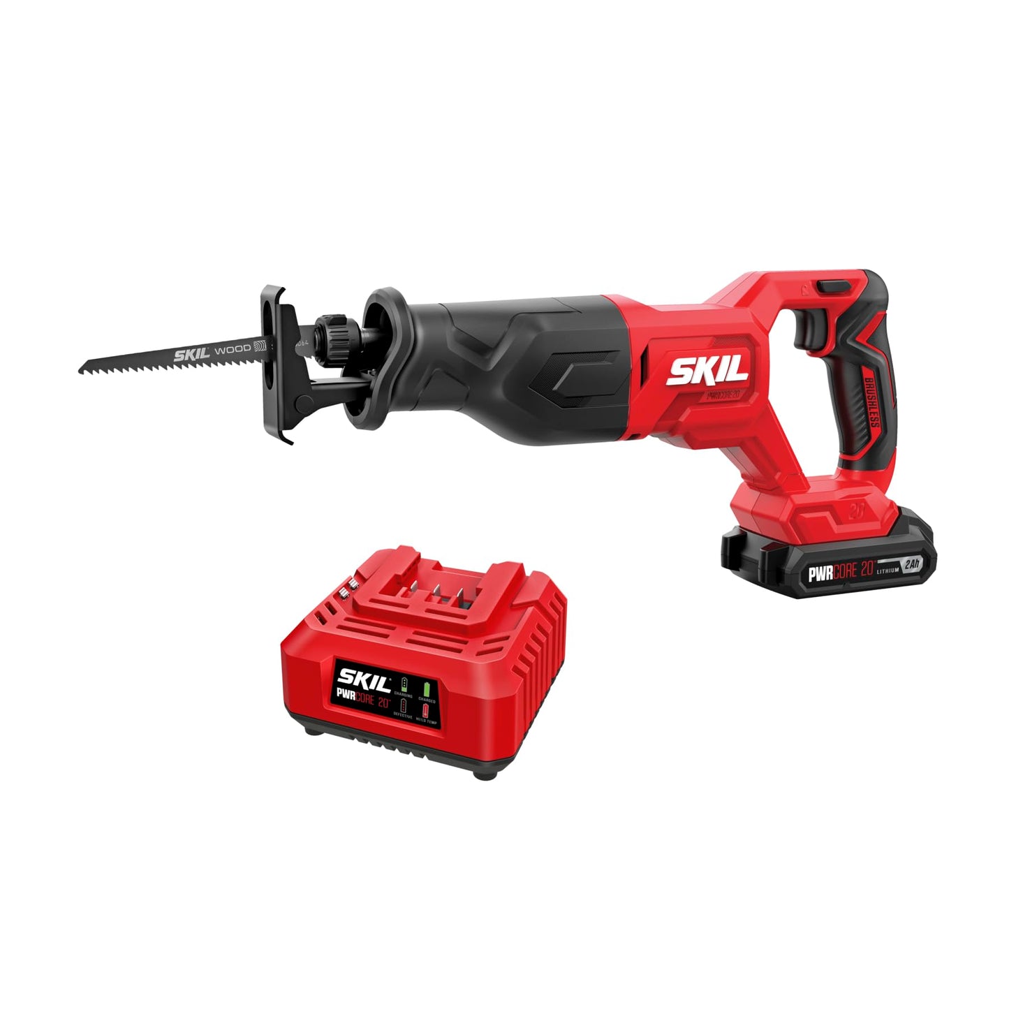 SKIL 20V Compact Reciprocating Saw Includes 2.0Ah PWR CORE 20 Lithium Battery and Charger - RS582902