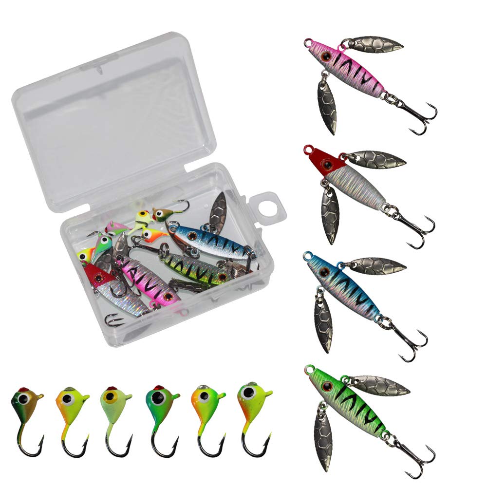 Ice Fishing Jigs with Treble Hooks Lead Jig Hooks Winter Metal Lures