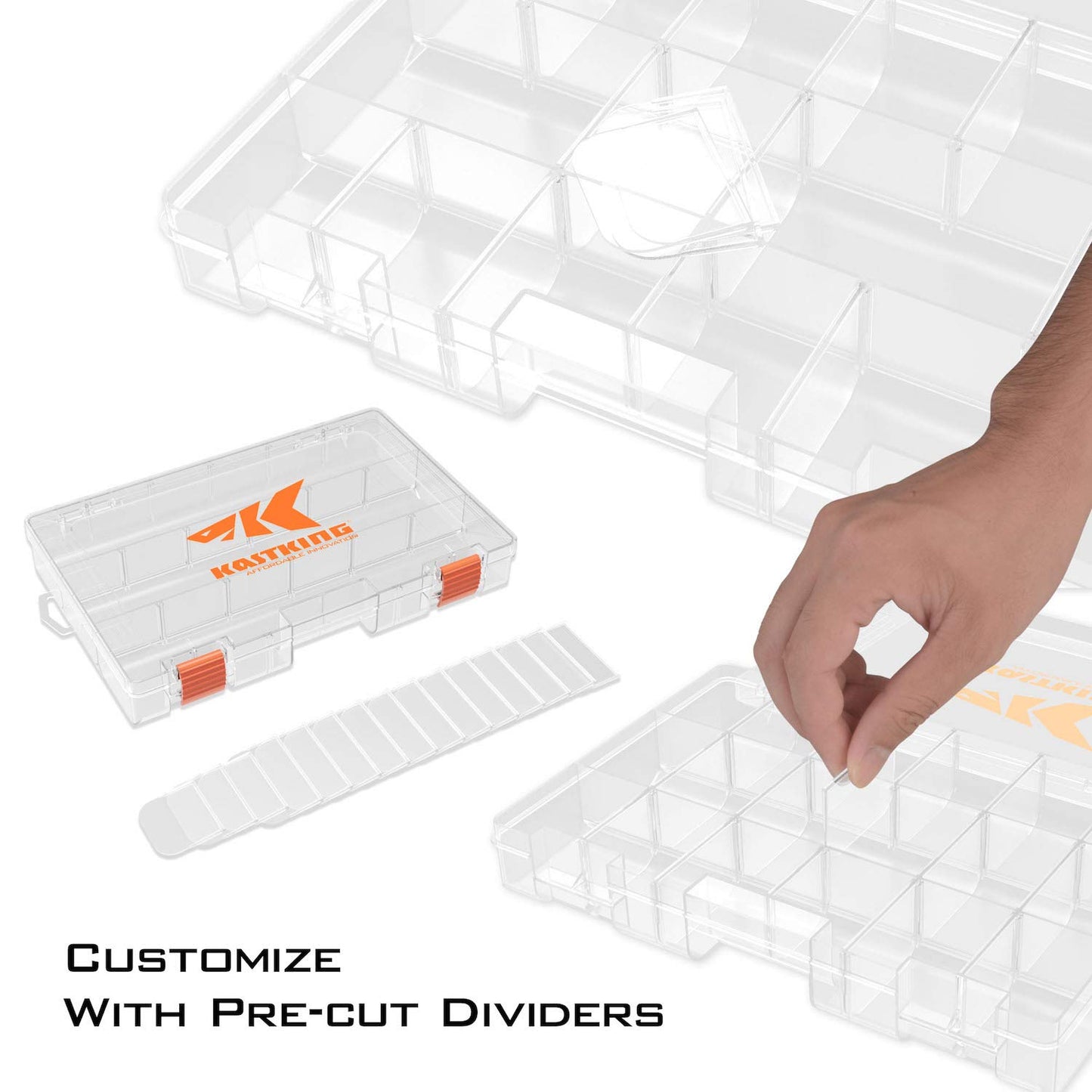 KastKing Tackle Boxes, Plastic Box, Plastic Storage Organizer Box with Removable Dividers - Fishing Tackle Storage - Box Organizer - 2 Packs /4 Packs Tackle Trays - Parts Box