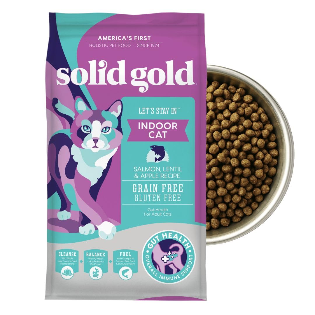 Solid Gold High Protein Dry Cat Food - Grain Free & Gluten Free Chicken Cat Dry Food w/Probiotics for Gut Health & Digestion - High Fiber & Omega 3 - Low Carb Superfood Kibble for Cats All Ages - 6LB