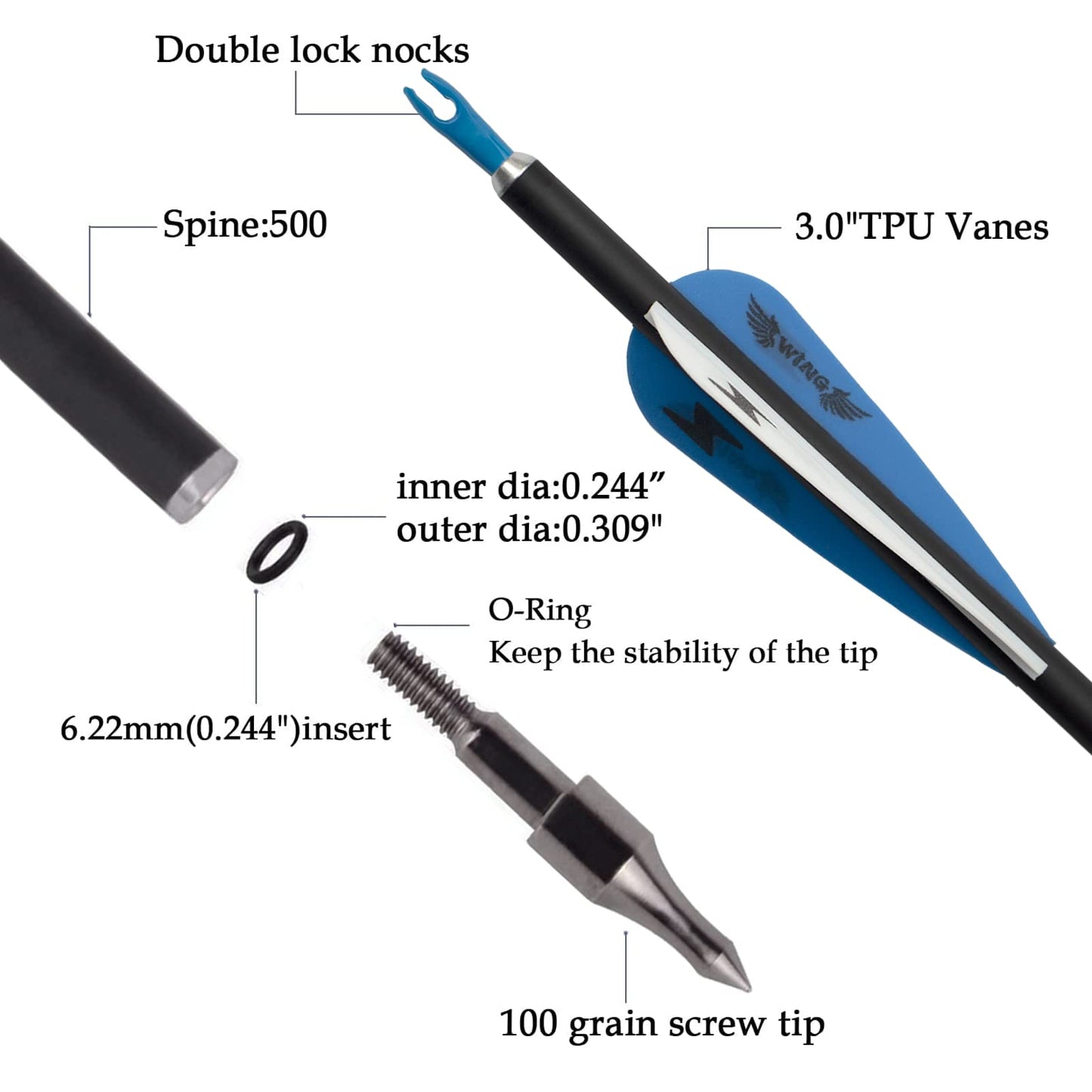 31inch Carbon Arrow Archery Targeting Practice Hunting Arrows for Compound & Recurve Bow with Removable Tips(Pack of 12)