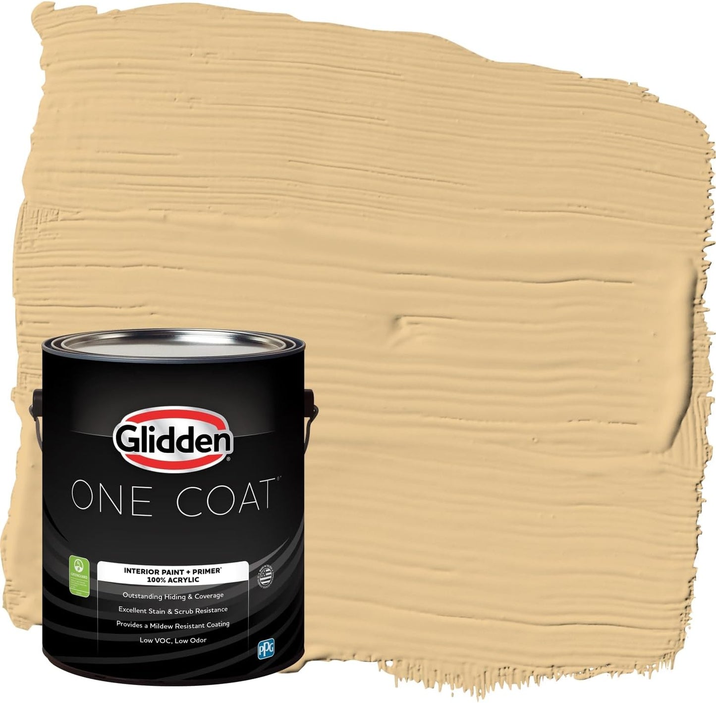 Glidden Interior Paint + Primer: Beige/Toasted Almond, One Coat, Semi-Gloss, 1-Quart