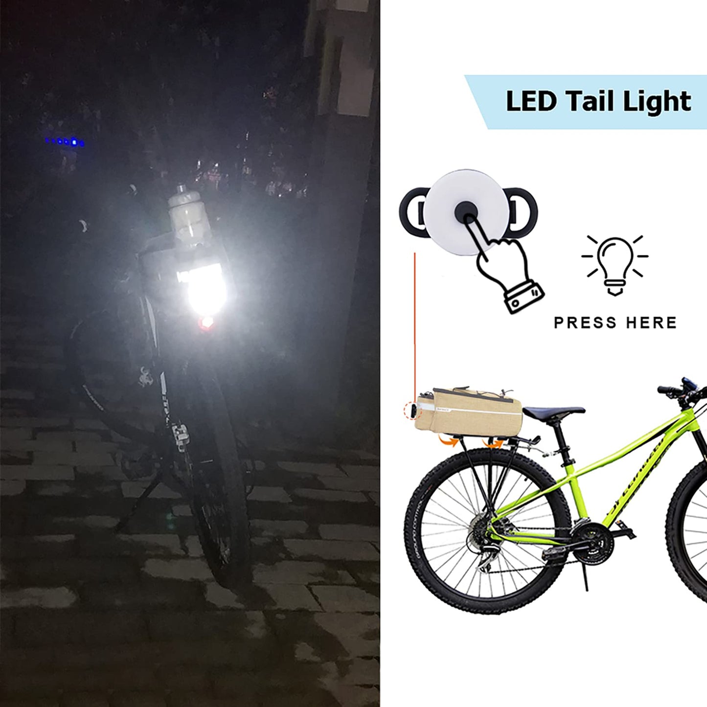 RAYMACE Bike Rear Rack Bag with Tail Light, Bike Truck Cooler Bag for Warm or Cold Items