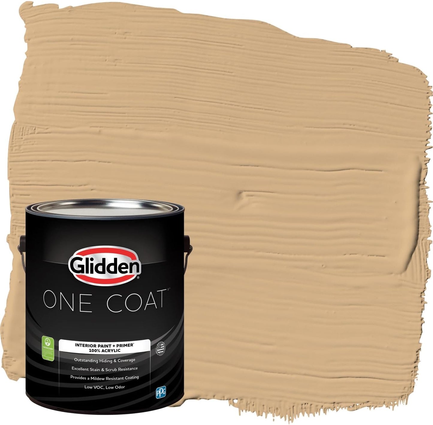 Glidden Interior Paint + Primer: Beige/Toasted Almond, One Coat, Semi-Gloss, 1-Quart