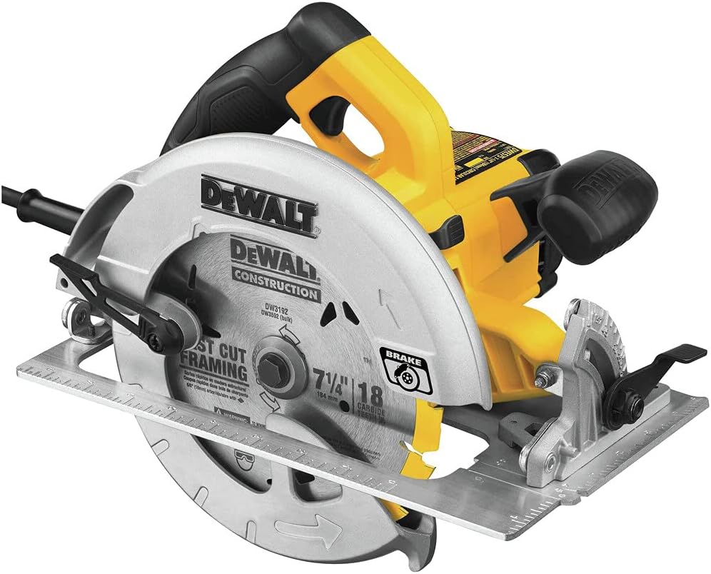 DEWALT Circular Saw, 7-1/4 inch, Pivoting with up to 57 Degree Bevel, Corded (DWE575SB)