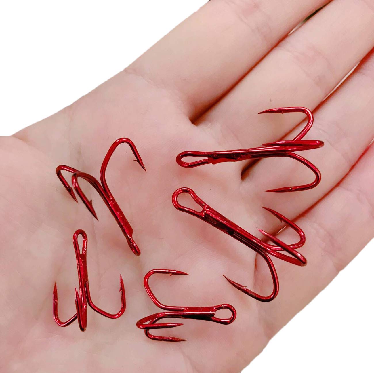 JSHANMEI Fishing Treble Hooks Kit - High Carbon Steel Hooks Strong Sharp Round Bend Treble Fishing Hooks for Hard Bait Lures Saltwater Freshwater Fishing