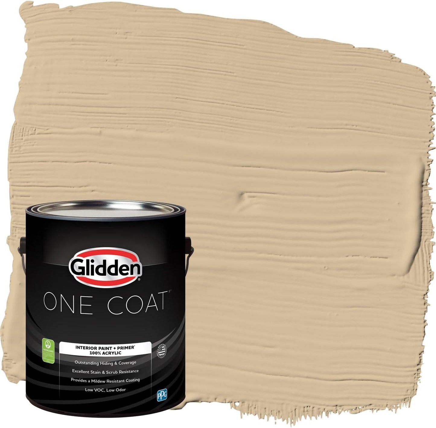 Glidden Interior Paint + Primer: Beige/Toasted Almond, One Coat, Semi-Gloss, 1-Quart