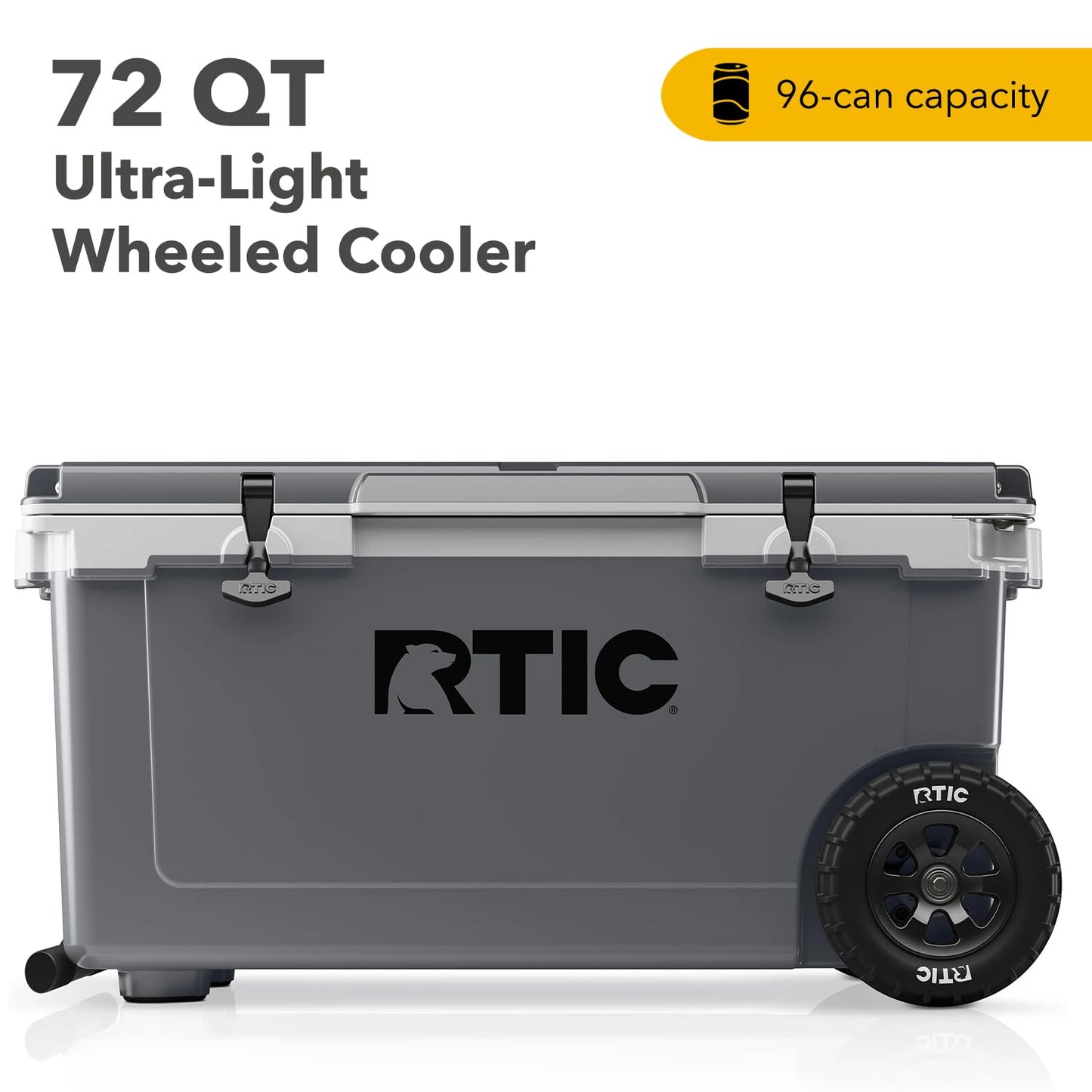 RTIC 72 Quart Ultra-Light Wheeled Cooler Hard Insulated Portable Ice Chest Box for Beach, Drink, Beverage, Camping, Picnic, Fishing, Boat, Barbecue, 30% Lighter Than Rotomolded Coolers