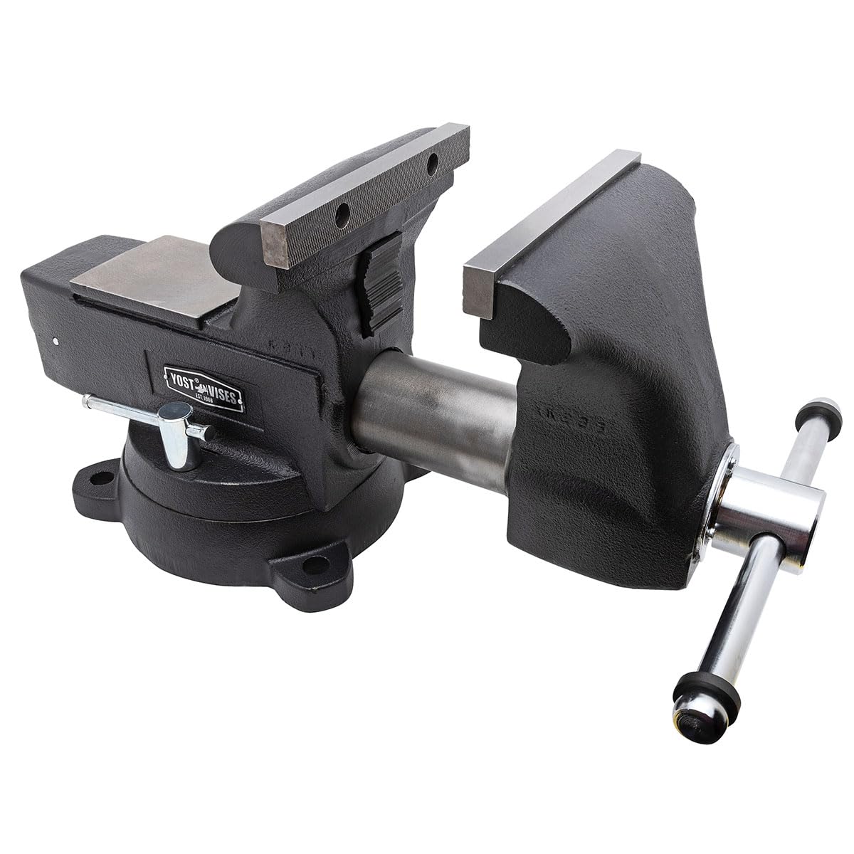 Yost HD550-C Heavy Duty 5-1/2 Inch Mechanics Work Bench Vise | Heavy Duty Woodworking & Metal Work Table with Secure Grip Swivel Base | 60,000 PSI Casting Iron Material with Extra-large Anvil Surface