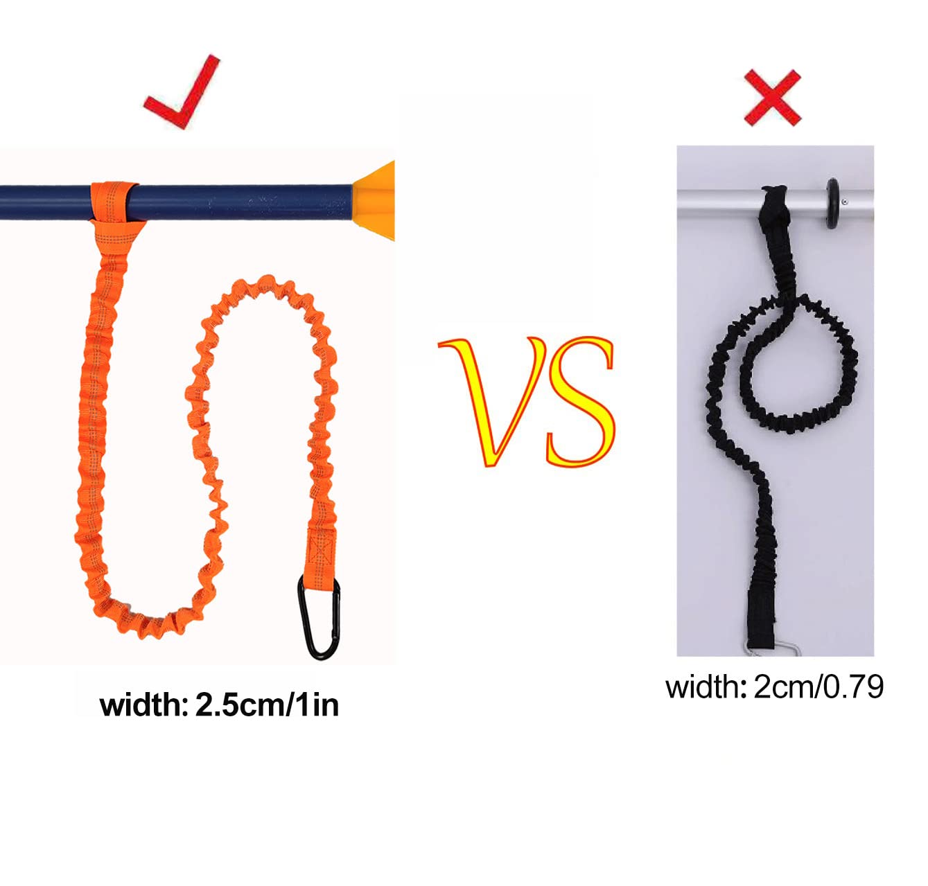 Paddle Leash Kayak Paddle Holder Tool Lanyard - 2 Pack Stretchable Paddle Strap with Carabiner Secure Leash Lanyard Rope for SUP Kayak Canoe Paddle Fishing Pole Rod