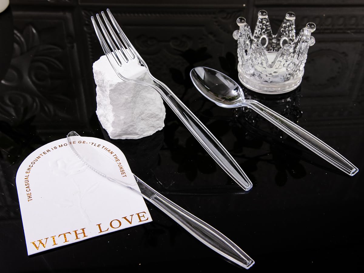 Liacere 360PCS Clear Plastic Knives Disposable - Heavy DutyBPA-Free - Heat Resistant, Solid and Durable Disposable Knives Bulk, Premium Plastic Knives Heavy Duty for Party Supply