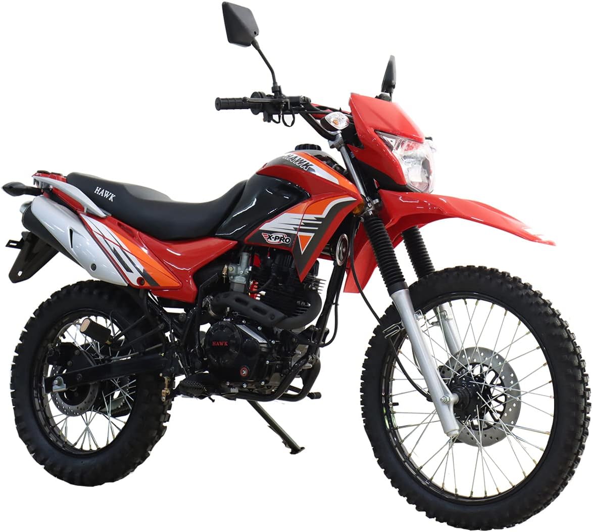 X-PRO Hawk 250 Dirt Bike Motorcycle Enduro Motorcycle, Big 21"/18" Wheels! (Red)