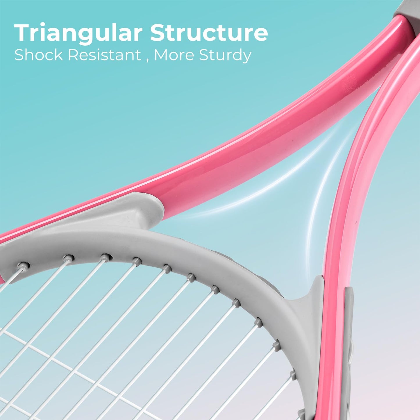 HIRALIY 27" Tennis Rackets Set for Adults, 2 Player Pre-Strung Tennis Racquets, 2 Overgrip Tapes,3 Balls, and 1 Carrying Bag, Outdoor Recreational Sport for Beginner (Pink/Green)