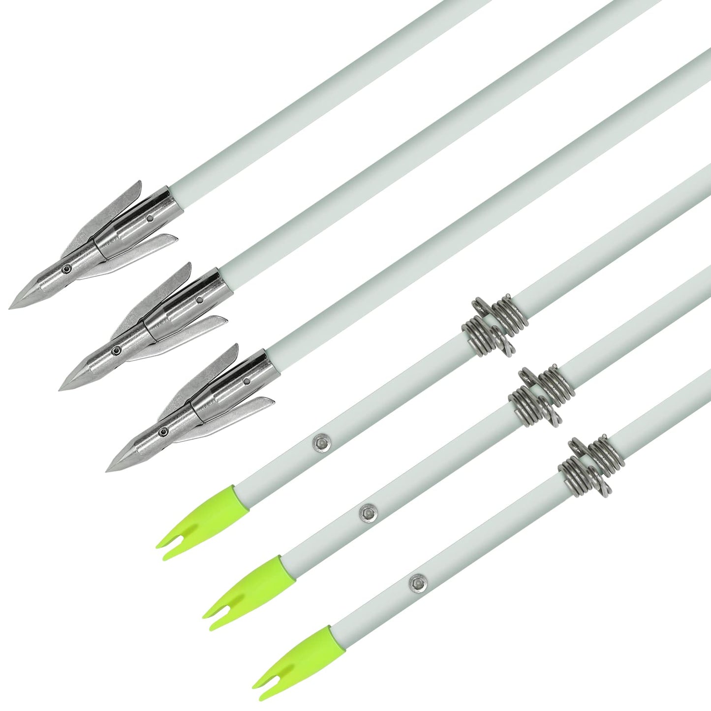 OBTOUTDOOR 6 PCS/12PCS 36 Inch Bowfishing Arrows 8mm Fishing Arrow Fiberglass Arrow with Broadhead for Slingshot Archery Hunting Fishing