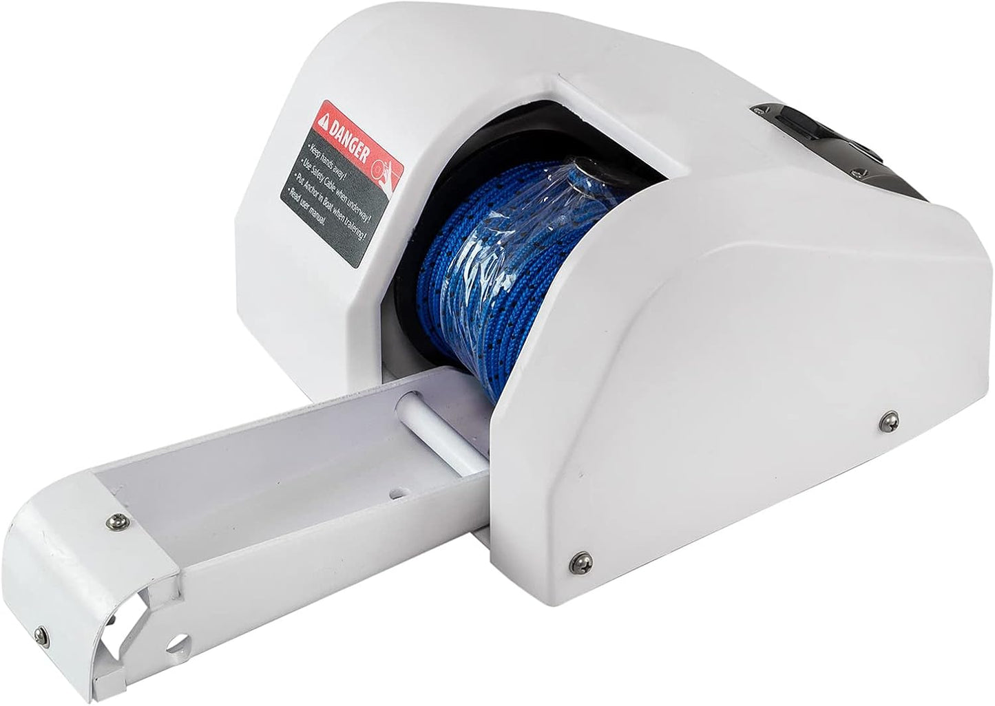 12V Up to 35 LBS Electric Marine Anchor Winch, Saltwater Boat Anchor Windlass Kit, Heavy Duty Towing Winches for Fishing Boat Pontoon Boat (White, 35 LBS)