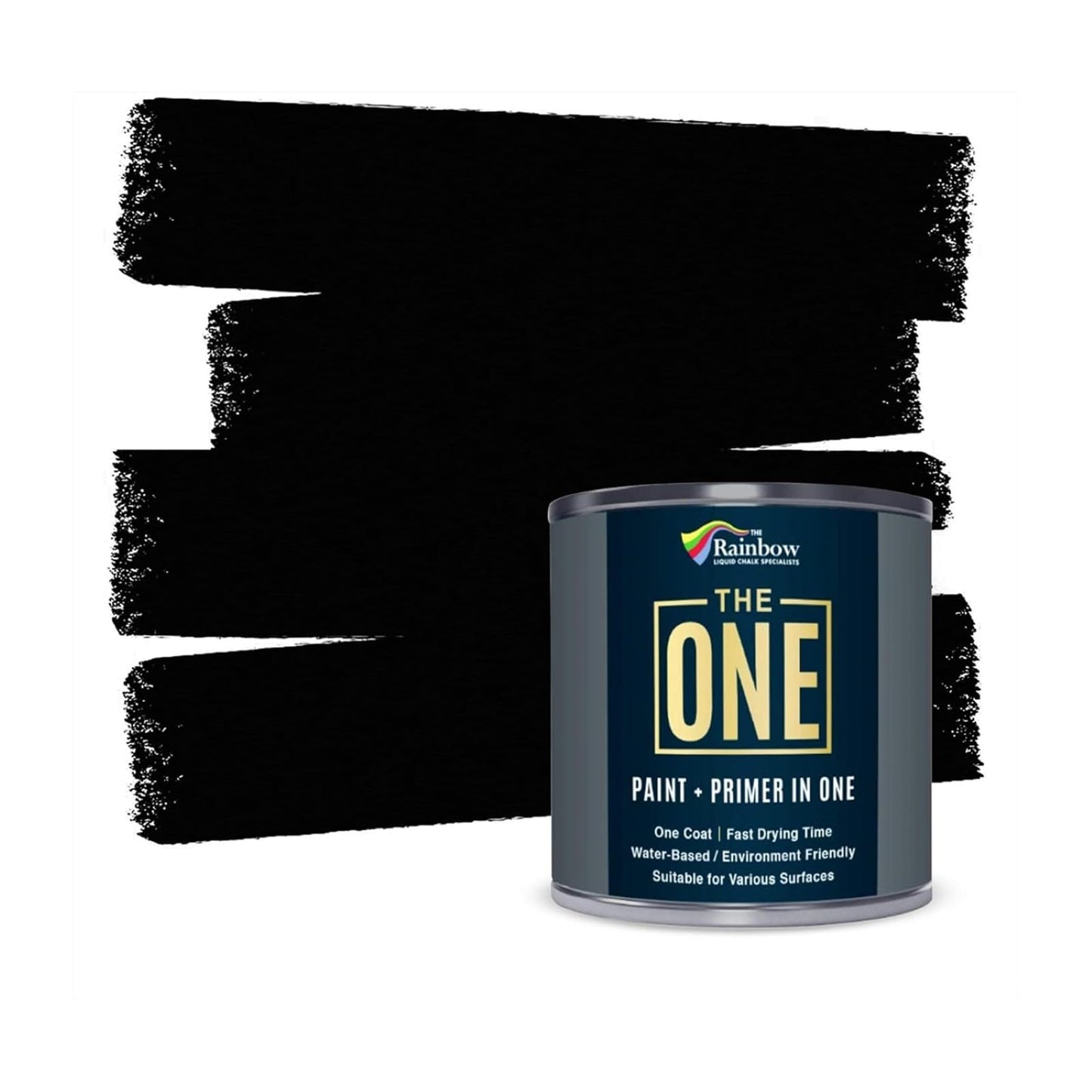 THE ONE Paint & Primer: Most Durable All-in-One Furniture Paint, Cabinet Paint, Front Door Paint, Wall Paint, Bathroom, Kitchen - Fast Drying Craft Paint Interior & Exterior (Black, Matte, 1 Liter)