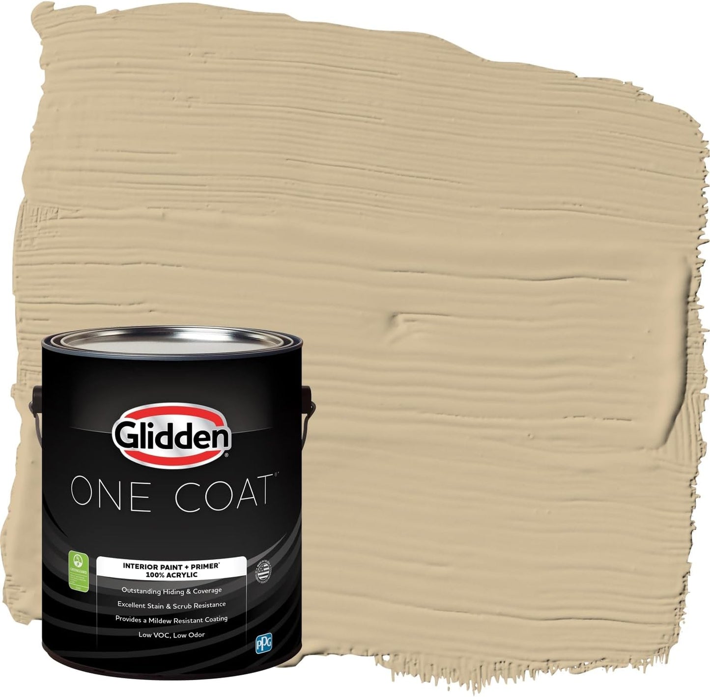Glidden Interior Paint + Primer: Beige/Toasted Almond, One Coat, Semi-Gloss, 1-Quart